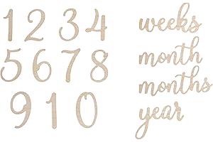 Pearhead Drewniane cyfry i słowa z kamieniem milowym, kartki z ogłoszeniami dla niemowląt, znaczniki kamieni milowych, znaczniki kamienia milowego, drewniane rekwizyty fotograficzne dla kobiet w ciąży