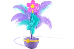 Migipaws Interactive Cat Toy,Feather Cat Toy,Tumbler Design,Squeaky Teaser for Indoor Cats,Replaceable(Purple)