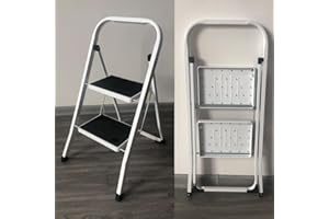 EFANHOME Escabeau Pliant Portatif D'Éscabeau Résistant de 2 Étapes avec des Pédales D'Étapes en Caoutchouc Antidérapantes Capacité de Charge Maximale 150kg