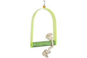 WUNDAPETS EXTRA LARGE 37CM ACRYLIC PARROT SWING AFRICAN GREY BLUE & GOLD MACAW WITH NAIL TRIMMING PERCH & COTTON PREENING ROPE
