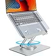 360° Rotating Foldable Laptop Stand for Desk - Portable Height Adjustable Aluminum Alloy Cooling Laptop Riser compatible with Ipad Macbook Air Dell Asus Hp Lenovo and More 10 to 17 Inch Notebook