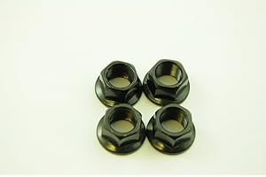 bankrupt_bike_parts BMX FREESTYLE 14mm AXLE SPINDLE WHEEL NUTS SET OF 4 TWO PAIR FLANGED NUTS BLACK