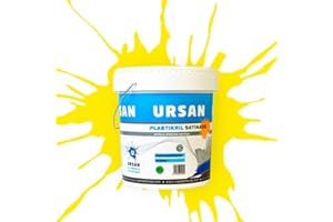 U URSAN Ursan - Plastikril Satinado | Pintura Exterior Satinada - Pintura Impermeabilizante - Indicada para Fachadas con Alta Resistencia a Agentes Atmosféricos - AMARILLO LIMÓN 15L