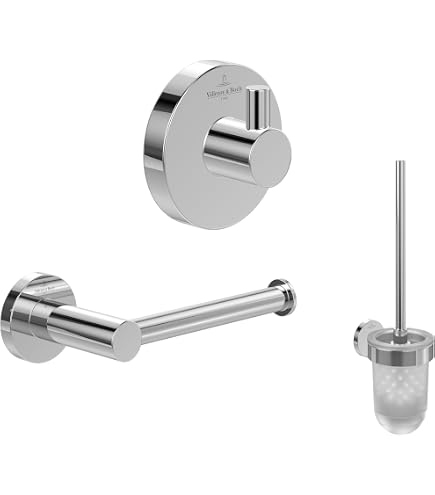 Set Accessoires Salle De Bain Villeroy & Boch Elements-Striking - Crochet, Porte-papier, Brosse WC, Finition Chrome !