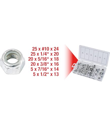 Assortiment Écrous Autoblocants KS TOOLS UNC - 100 Pièces - Boîte Plastique - Norme ISO 7040