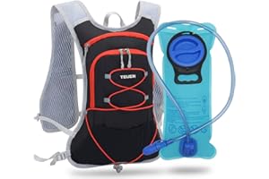 TEUEN Zaino Idratazione con Vescica 2L, Zainetto Running Leggero Donna Uomo Zaino con Sacca Idrica per Corsa MTB Ciclismo Maratona Trekking Trail, Zaino Acqua 6L Unisex Adulto