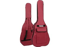 SUQ wasserdichte Oxford Gitarrentasche, 40/41 Zoll Tasche Musikmuster Nylon Gigbag, E-Gitarrentasche Akustikgitarre und Konzertgitarren Stoßfest (Rot)