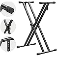 OYAYO Adjustable Keyboard Stand, Double Braced X-Style Digital Piano Stand with Locking Straps & Quick Release Mechanism for 61 76 88 Keys