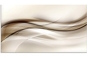ARTLAND Küchenrückwand Glas mit Motiv Spritzschutz 90x50 cm Design Rückwand Küche Bad Modern Abstrakt Muster Kunst Braun Abstrakte Welle T9LI