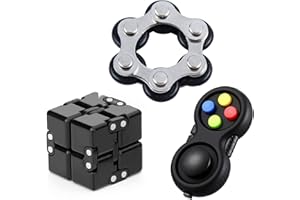 ANZMTOSN Infinity Cube Fidget Cube Puzzle, 3D Fidget Controller Pad Toy For Kids Adults, Fidget Chain Ring Stress Anxiety Relief for Mini Gadget Desk Fidget Finger Toys Classroom Prizs Gift 3 Pack