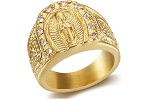 BOBIJOO Jewelry - Bague Chevalière Camargue Gitan Fer à Cheval Vierge Sara Acier Doré Plaqué Or