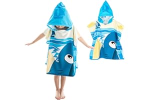 QILZO Ręcznik z kapturem dla dzieci rekina, 60x60cm, ręcznik plażowy i basen dla dzieci, poncho dla dziewczynki, ręcznik kąpielowy z mikrofibry