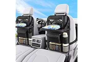 CMYKZONE Lot De 2 Organisateurs De Siège De Voiture, Avec Support De Table À Manger Pliable, Livré Avec Barrière De Filet Pour Voiture De Chien, Pour Jouets, Collations Et Articles De Voyage Essentiels Etc