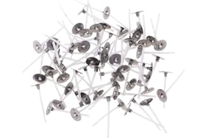 BSGP 100 Pcs Candle Wick Low Smoke Pre-Waxed Natural Cotton Core for Candle Making Xmas Decoration Candle DIY Tealight - White, 30mm