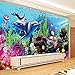 Produktbild NXMRN Wallpaper Tapete Plakat Poster Fototapete 3D Unterwasserwelt Delphin Korallen Wandbild Für Kinder Schlafzimmer Childlike Cartoon Wandbild Nahtlose Wand Kontaktpapier 200cmx140cm