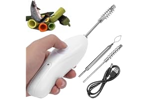 Elektrisk zucchini äppelskalare Corer, Rostfritt stål Frukt Grönsak Corer Remover med 2 skärhuvuden, Handhållen Frukt Fiskfjä