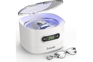 ZEBADIA 750ML Pulitore Ultrasuoni per Gioielli, 48KHz Lavatrice Ultrasuoni Occhiali per Pulizia Orologi, Occhiali, Anelli, Collane, Pennello per il Trucco