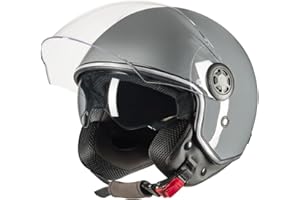 ‎VINZ VINZ Pavia Jethelm mit Doppelvisier | Roller Helm Fashionhelm | In Gr. XS-XXL | Jet Helm mit Sonnenblende | ECE 22.06 Zertifiziert
