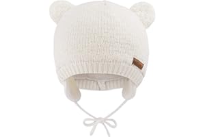 SEYUFN Cappelli invernali per bebè, per bambine, bambine in prima infanzia, Cappelli a maglia calde per bambini, cappello foderato in pile con copriorecchie da 0 a 36 mesi