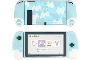 GeekShare Urocze miękkie silikonowe etui ochronne kompatybilne z konsolą Nintendo Switch i Joy Con, amortyzacja wstrząsów i zarysowania, smukłe etui z ergonomiczną konstrukcją do przełącznika, niebieskie