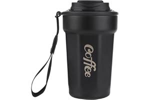 SITAYAKUMA Tazza Termica da Caffè 480ml, Thermo Coffee Mug-to-Go in Acciaio Inossidabile 316 Senza BPA, Borraccia Caffe Ermetica Portatile per Caldo e Freddo, Coffee Cup da Viaggio - Nero