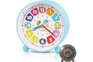 DANNEEFORSU7 Kinderwecker für Schulanfänger, Wecker Kinder Ohne Ticken zur Einschulung für Mädchen Jungen, Lernwecker Lernuhr Weckuhr Lautloser Snooze Analog Wecker mit Nachtlicht für Schulkinder
