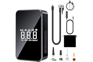 VTOPEK 【2023 Upgraded】Tyre Inflator Air Compressor Portable 6000mAh Cordless Car Tyre Pump with Extended Inflation Tube 150PSI Rechargeable Electric Bike Pump LED SOS Light for Car/Bike/Ball/Swimming Rings