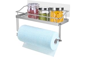 ZB ZealBoom Portarotolo Cucina Autoadesivo Scottex con Acciaio Inossidabile Spezie Mensola Bagno Carta Lgienica Doccia Asciugamano per Bagno