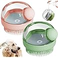 DORAIMI123 3-in-1 Pet Bath Brush Comb - 2Pack Soft Silicone Massage Brush for Dogs and Cats, with Shampoo Dispenser, Leak-Proof Design, Soft Silicone Dog Shampoo Brush, 2 pieces (Green+ pink)