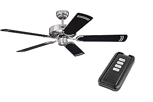 Westinghouse Lighting Cyclone 132cm Deckenventilator ohne Licht mit Funk Fernbedienung - Gebürsteter Stahl, Wendeflügel Schwarz/Silber, Leise & Effizient, für Räume bis 25m², Sommer- & Winterbetrieb