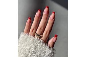 Sethexy Valentine's Short Ballerina Tipsy Red French Press on Nail Glossy 24 szt. Akrylowe samoprzylepne paznokcie dla kobiet i dziewcząt