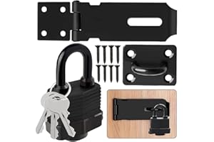 MIVITOOM Edelstahl Riegelschloss Haspe＆Vorhängeschloss mit Schrauben, Sicherheits Vorrichtung für Gartentor Türriegel, 4 Zoll Schloss Vorrichtung Überfalle, Schuppenschloss für Garten, Schlafzimmer Tür Schrank