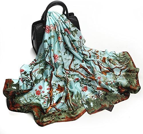 Sleep Koala Women's Large Silk and Wool Scarf Winter Soft Warm Shawl Magpie Painted Wraps