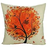 Luxbon 6er Set Bunt Lebensbaum Jahreszeit Baum Leinen Kissenbezug Wurfkissenbezug Sofakissen Pillowcase Cafe Haus Auto Deko 18 x 18 “ - 5