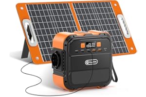 FF FlashFish Station Électrique 120W avec panneau solaire pliable 60 W, Générateur Électrique 98Wh avec sortie CA 230V, USB, Type-C, Batterie de Secours pour Extérieur, Camping, Jardin,Voyage