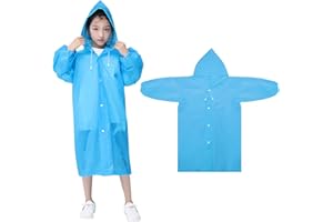 TINSELLNS Kids Waterproof Rain Coat, EVA Rain Poncho with Hood for Girls Boys, Reusable Children Raincoat Toddler Hooded Rain Jacket Cape, for School Hiking Cycling Camping Travel