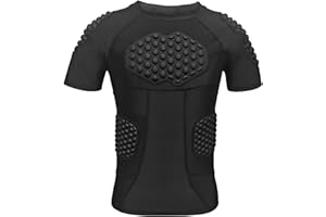 Topeter Fußball-Shirt für Herren, gepolstert, Kompressionsrippenschutz-Shirts mit Rippen/Brust-/Schulter-/Rückenpolstern