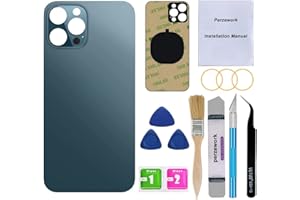Perzework Ersatz-Glas für die Rückseite des Originalherstellers (Pazifikblau), kompatibel mit iPhone 12 Pro Max 6,7 Zoll, alle Träger mit vorinstalliertem Kleber und Reparaturwerkzeug-Kits