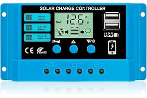PAIRIER Regolatore di Carica Pannello Solare, 30A 12V/24V Con Display LCD Doppia Porta USB Automatico Regolatore Pannello Batteria Regolatore Intelligente