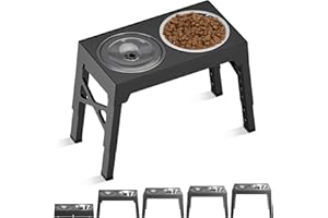KITYHOME Ciotole per Cani Rialzate Con 5 Altezze Regolabili, 2 in 1 ciotole rialzate per cani con ciotola acqua cane antigoccia e ciotola per cani in acciaio inossidabile