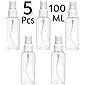 Angel Bear Refillable Spray Empty Bottle for Home Office Car Travel Cleaning, Fine Mist 100ml (Transparent) - Set of 5