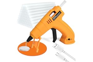 MAXDONE Pistola a Caldo Senza Fili con 30 Stick di Colla & Tappetino in Silicone Antigoccia, USB-C Ricaricabile, 3000mAh, Pistola Silicone a Batteria Ideale per l'artigianato, la decorazione
