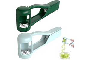 EDUPLAYTE 2 Piezas Cortador de Uvas para Niños, Frutas de Acero Inoxidable Cortadora, Cortar Tomates, Accesorio de Cocina para Frutas, Verduras, Ensaladas (Verde, Azul)