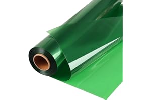 POPGIFTU Rouleau de papier cellophane vert | Déplié 86 cm de large x 30 m de long | 2,3 mm d'épaisseur Vert translucide | Cadeaux, paniers, friandises | Décoration colorée en cellophane