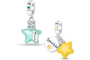 HappyStar charm argento 925,bead charm da donna, ciondolo combinato, I migliori regali per Sorelle e coppie, (perline distanziatrici incluse)