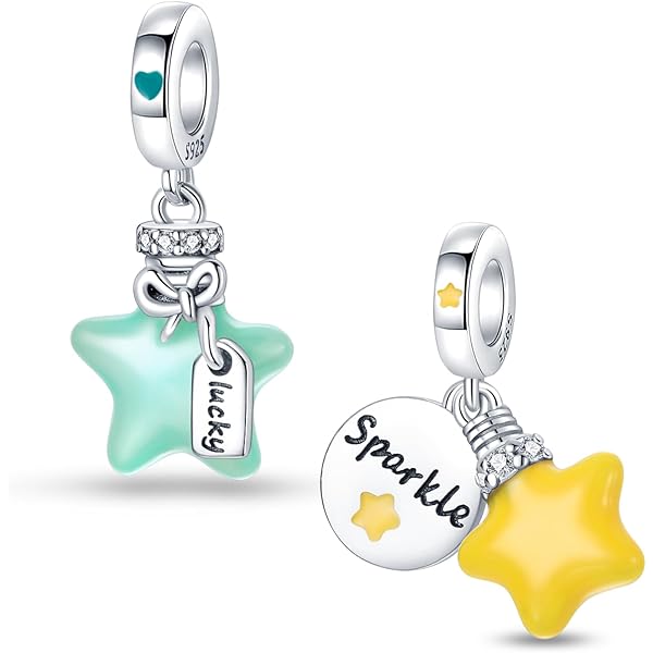 HappyStar 925 Sterling zilveren bedels voor armbanden en kettingen, combinatie hangende hangers kralen bedels sieraden cadeau voor koppels zussen. (met afstandskralen), Small, Sterling zilver
