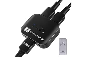 TCNEWCL 8K @ 60Hz HDMI Splitter Switch 2 i 1 ut dubbelriktad 4K @ 120Hz med strömkabel och kontroll, UHD 48 Gbps, kompatibel