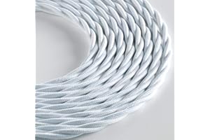 Klartext - Cavo tessile trecciato LUMIÈRE per illuminazione, 3x0,75mm, Bianco Opaco, 3mt.|Attenzione: cavo terra incluso! Massima sicurezza anti scossa!