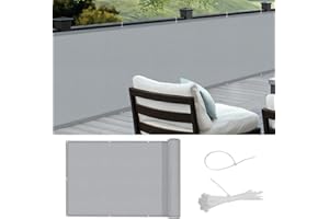 Cool Area Pantalla PES para Balcón Jardín Protección de Privacidad Opaca,Protección UV,Resistente al Viento,con Ataduras de Cables,90x400 cm,Grey