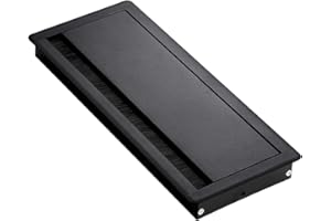 FIACVRS Passacavo da scrivania, in lega di alluminio, rettangolare, passacavo per scrivania, per la gestione di casa, ufficio, computer, scrivania, fili (nero)